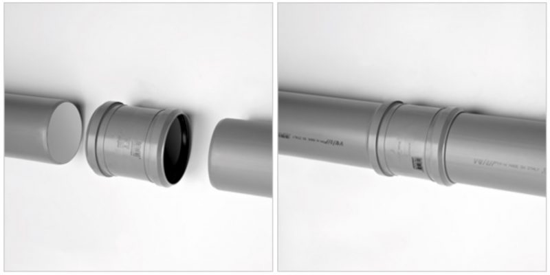 Accesorio evacuacion manguito doble-junta para tuberias Manguito-doble-junta-para-conectar-tuberias-sin-boca-hembra